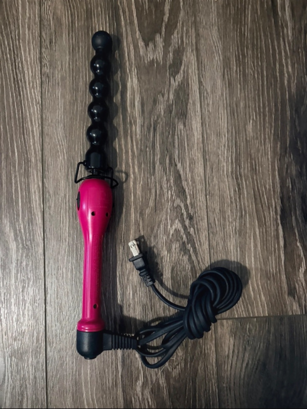 Hot Pink Beaded Curling Wand